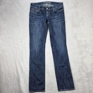 American Eagle Jeans Womens 4 Regular Straight Medium Wash Distressed Denim